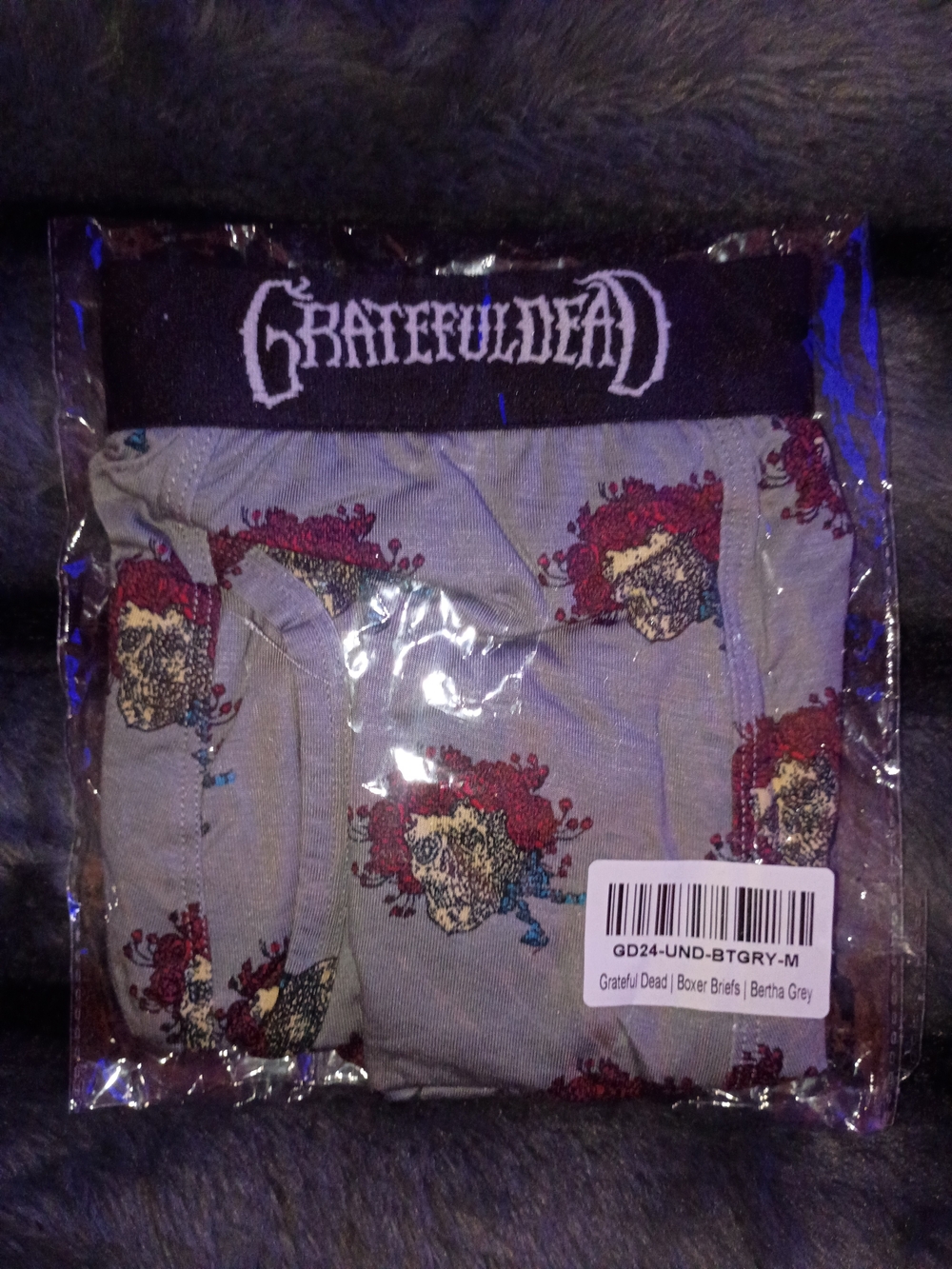 Grateful Dead Grey Boxer Briefs with Red Skull Print